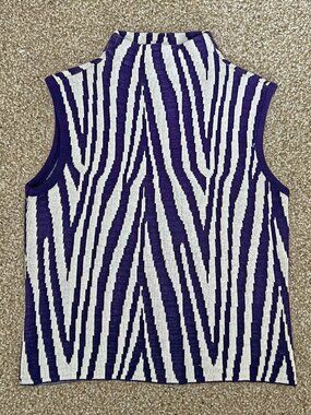 Y2K Purple Zebra Mock Neck Knit Sleeveless Knit Acrylic Top La Vista Vintage S